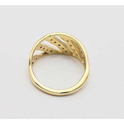 18K Yellow Gold Wavy Diamond Open Ring