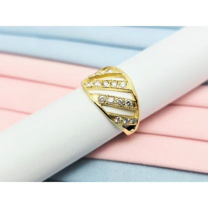 18K Yellow Gold Wavy Diamond Open Ring