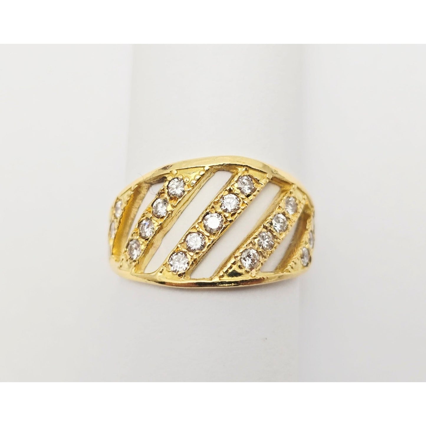 18K Yellow Gold Wavy Diamond Open Ring