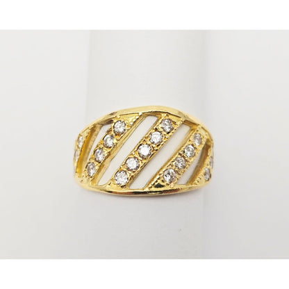 18K Yellow Gold Wavy Diamond Open Ring