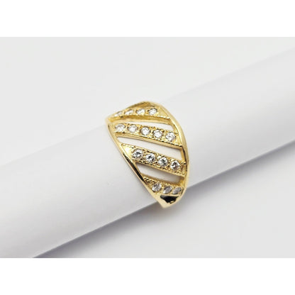 18K Yellow Gold Wavy Diamond Open Ring