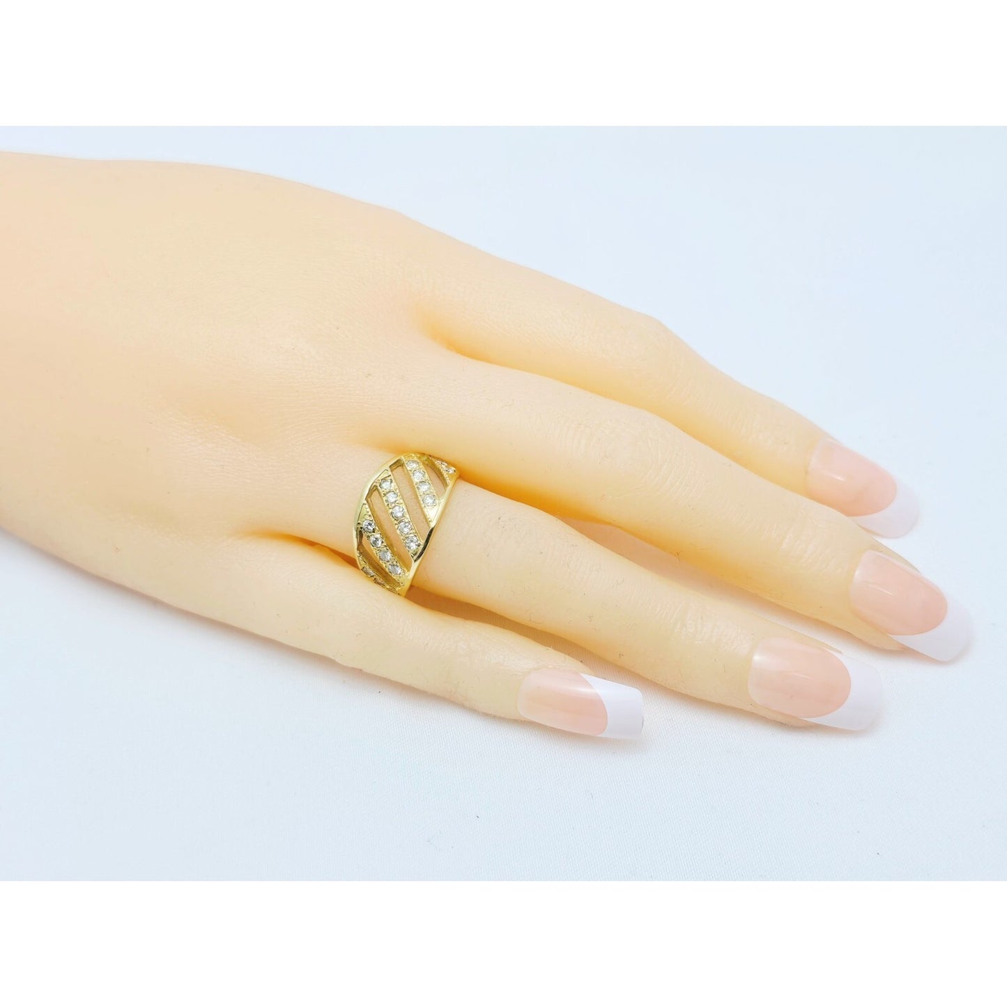 18K Yellow Gold Wavy Diamond Open Ring