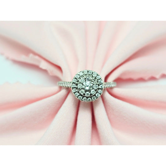 10K White Gold Ladies Diamond Halo Engagement Ring