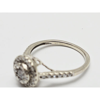 10K White Gold Ladies Diamond Halo Engagement Ring