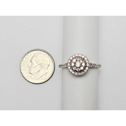 10K White Gold Ladies Diamond Halo Engagement Ring