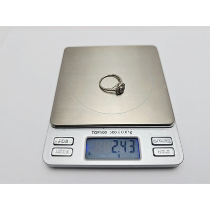 10K White Gold Ladies Diamond Halo Engagement Ring