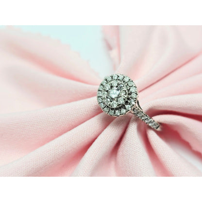 10K White Gold Ladies Diamond Halo Engagement Ring