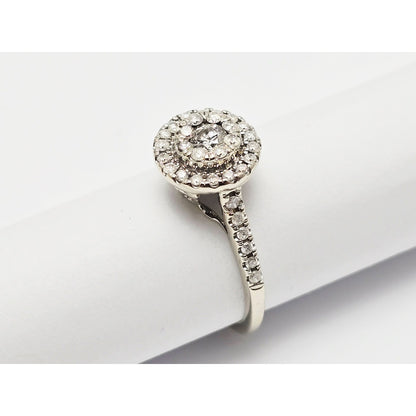 10K White Gold Ladies Diamond Halo Engagement Ring