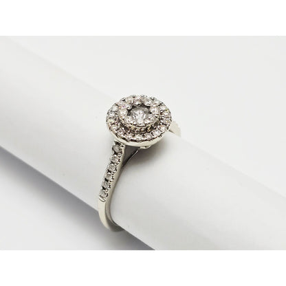 10K White Gold Ladies Diamond Halo Engagement Ring