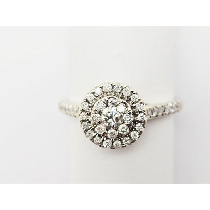 10K White Gold Ladies Diamond Halo Engagement Ring