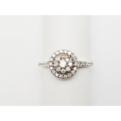 10K White Gold Ladies Diamond Halo Engagement Ring