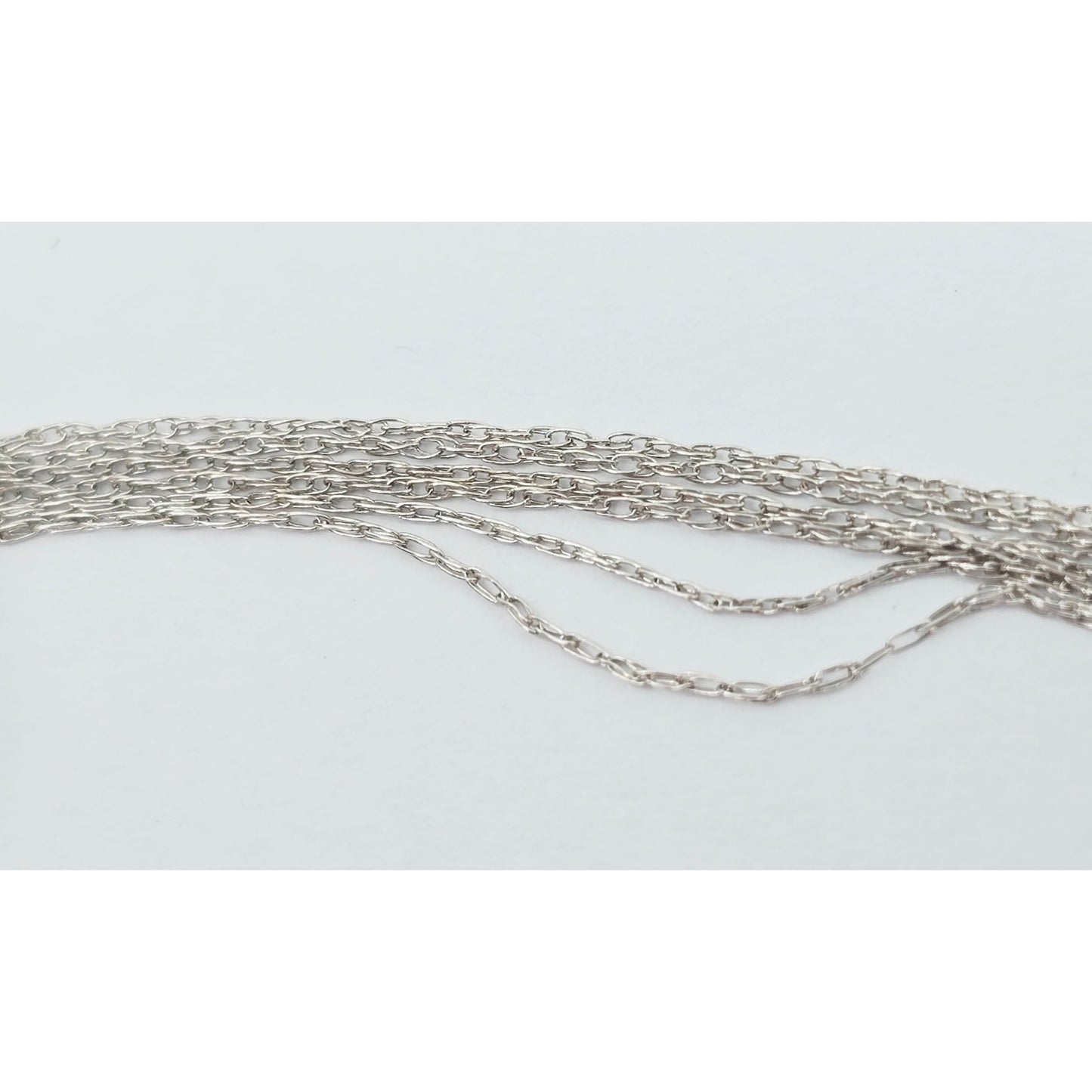 Thin 14K White Gold Link Chain Necklace & Round Diamond Charm Pendant