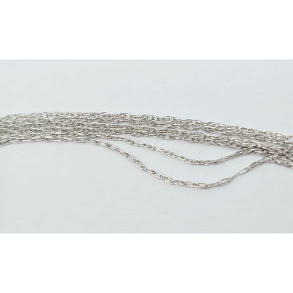 Thin 14K White Gold Link Chain Necklace & Round Diamond Charm Pendant