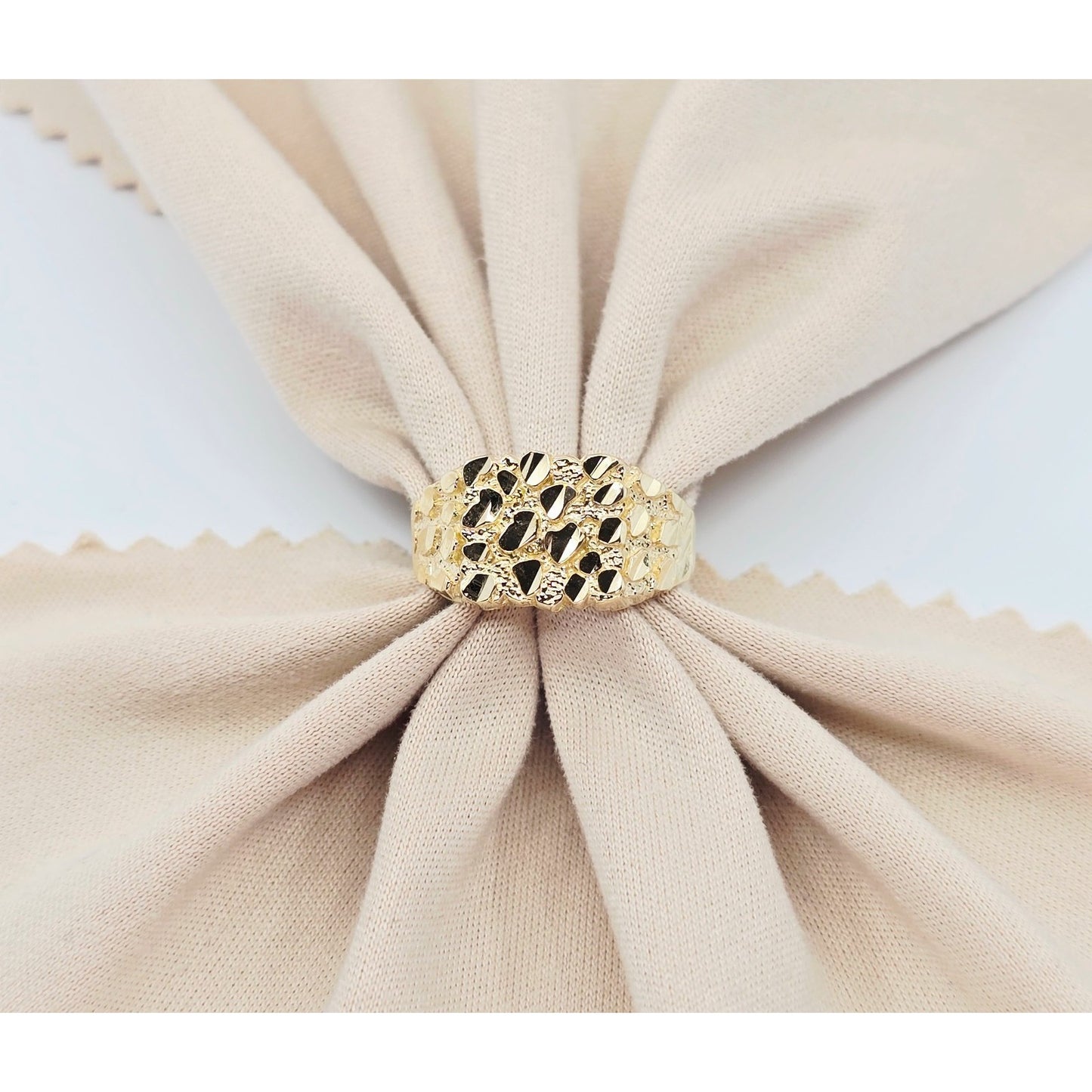 10K Yellow Gold Diamond Cut Nugget Ring