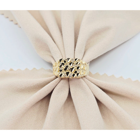 10K Yellow Gold Diamond Cut Nugget Ring