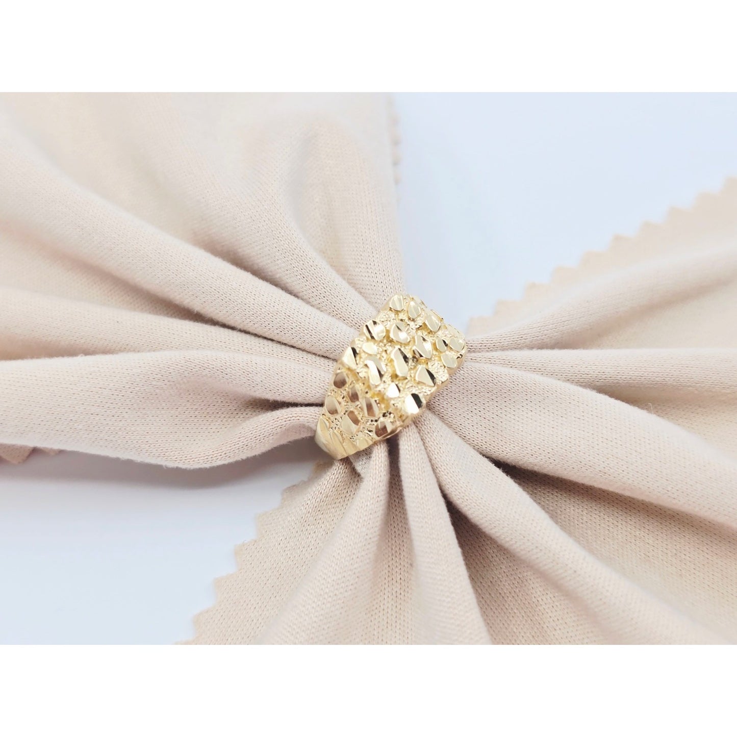 10K Yellow Gold Diamond Cut Nugget Ring