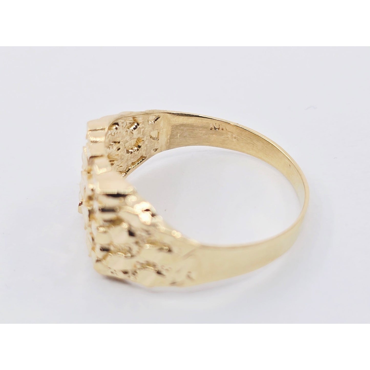 10K Yellow Gold Diamond Cut Nugget Ring