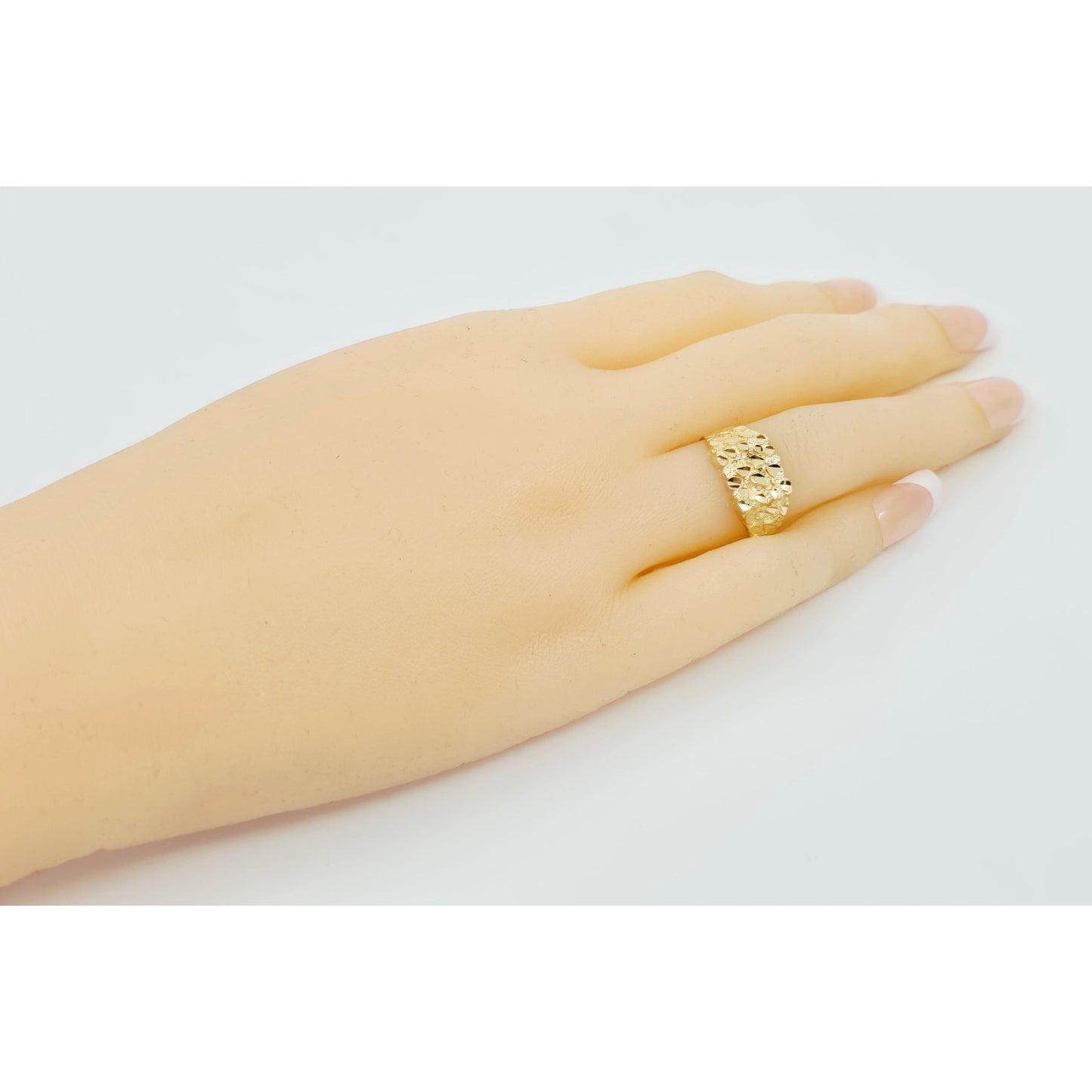 10K Yellow Gold Diamond Cut Nugget Ring