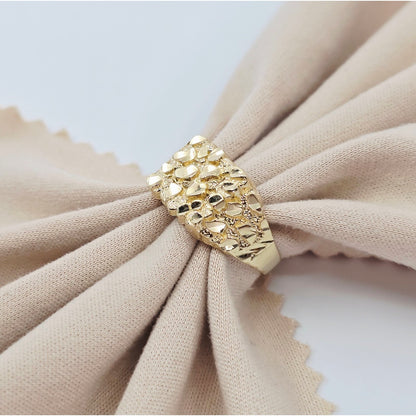 10K Yellow Gold Diamond Cut Nugget Ring