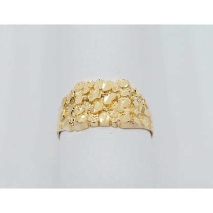 10K Yellow Gold Diamond Cut Nugget Ring