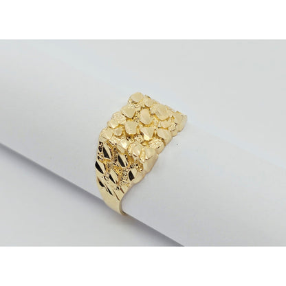 10K Yellow Gold Diamond Cut Nugget Ring
