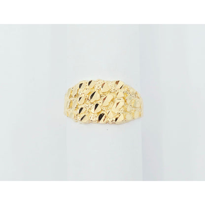 10K Yellow Gold Diamond Cut Nugget Ring