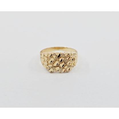 10K Yellow Gold Diamond Cut Nugget Ring