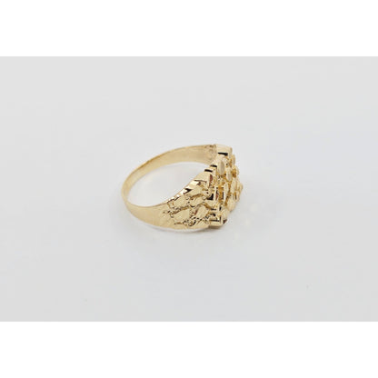10K Yellow Gold Diamond Cut Nugget Ring