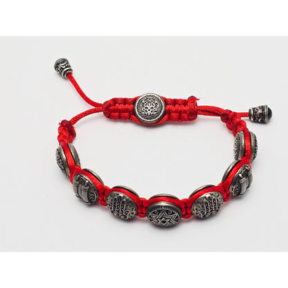 Gregory Leps 925 Silver Red Bracelet Hamsa Menorah Star of David Torah Scroll