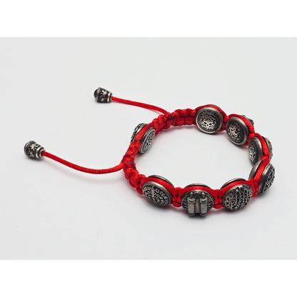 Gregory Leps 925 Silver Red Bracelet Hamsa Menorah Star of David Torah Scroll