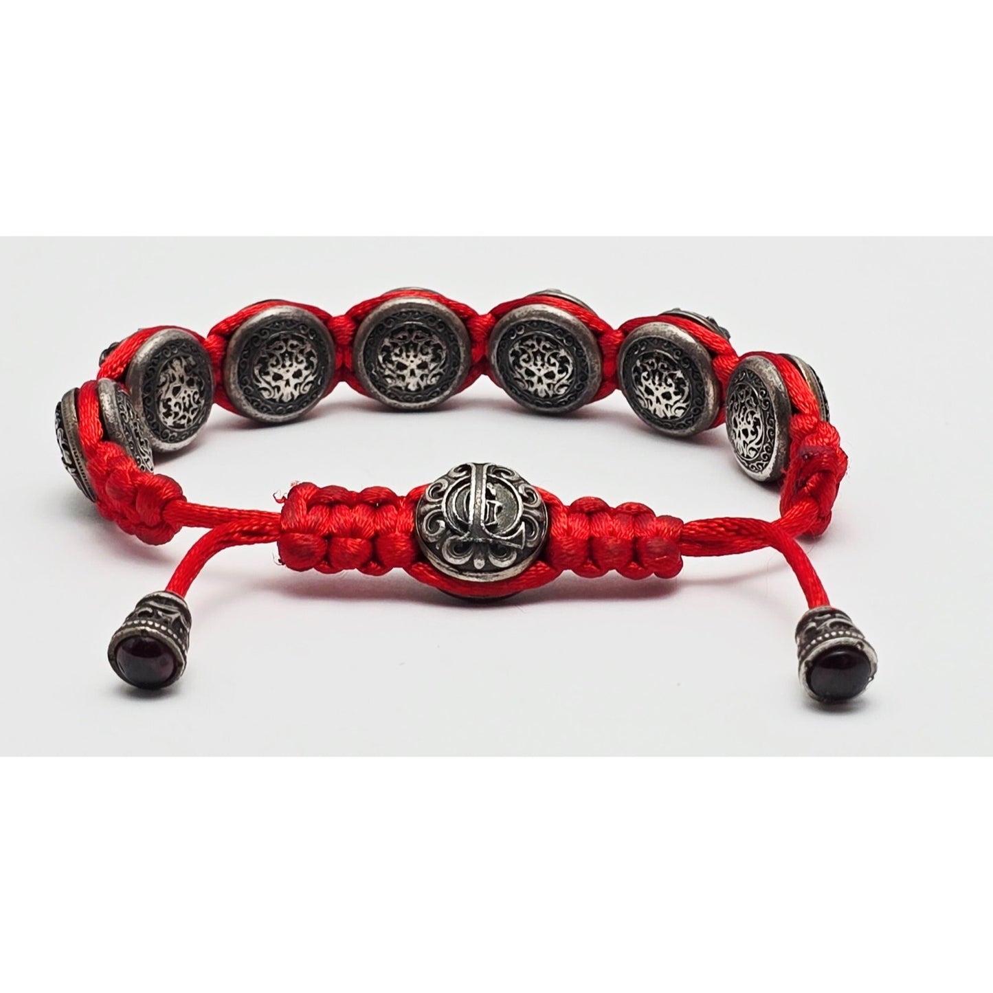 Gregory Leps 925 Silver Red Bracelet Hamsa Menorah Star of David Torah Scroll