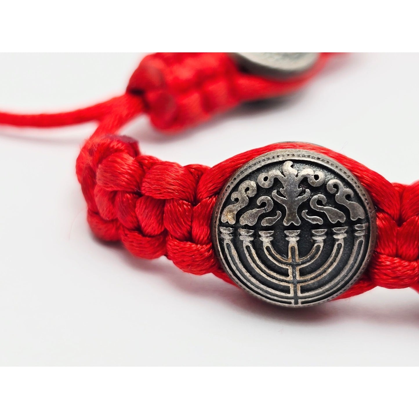 Gregory Leps 925 Silver Red Bracelet Hamsa Menorah Star of David Torah Scroll