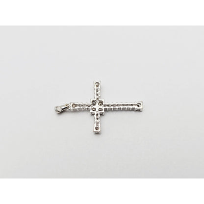 14K White Gold Brown & White Diamond Cross Pendant Charm