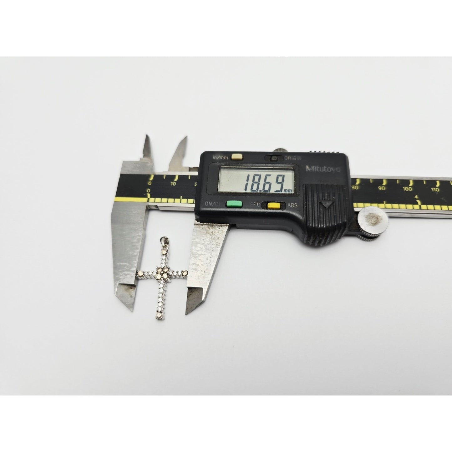 14K White Gold Brown & White Diamond Cross Pendant Charm