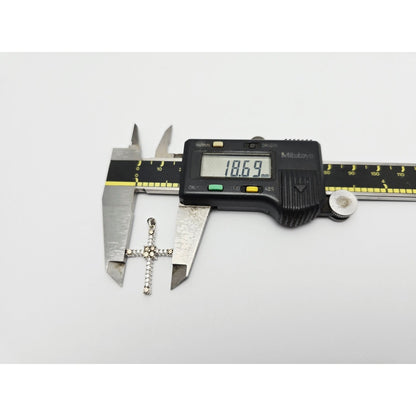 14K White Gold Brown & White Diamond Cross Pendant Charm