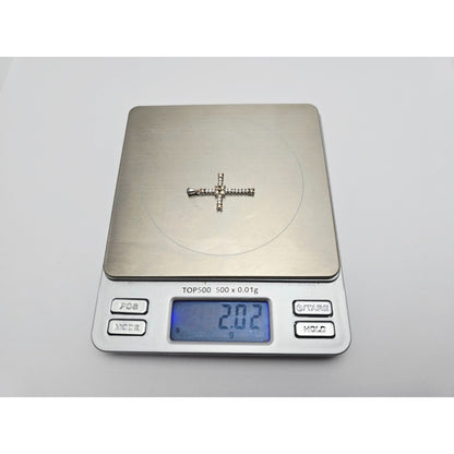 14K White Gold Brown & White Diamond Cross Pendant Charm