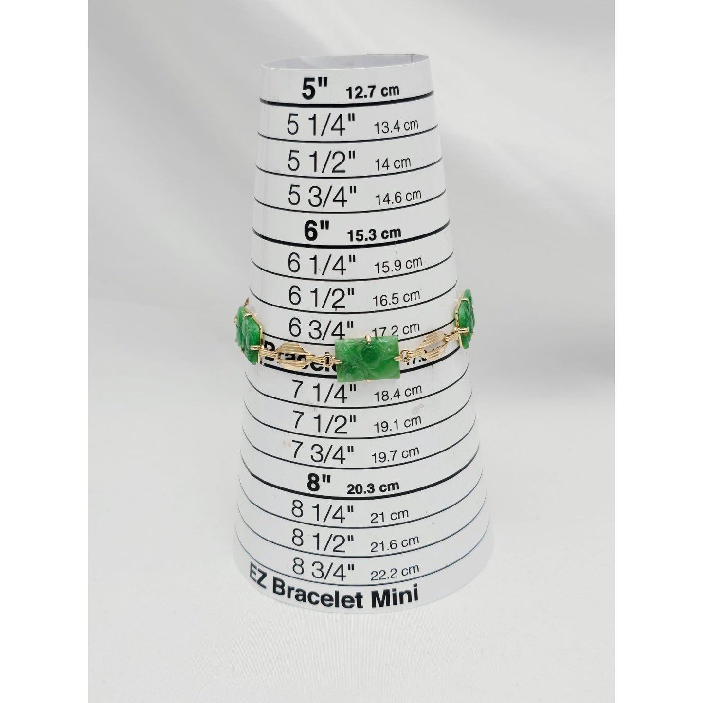 14K Yellow Gold Green Jadeite Jade Link Bracelet