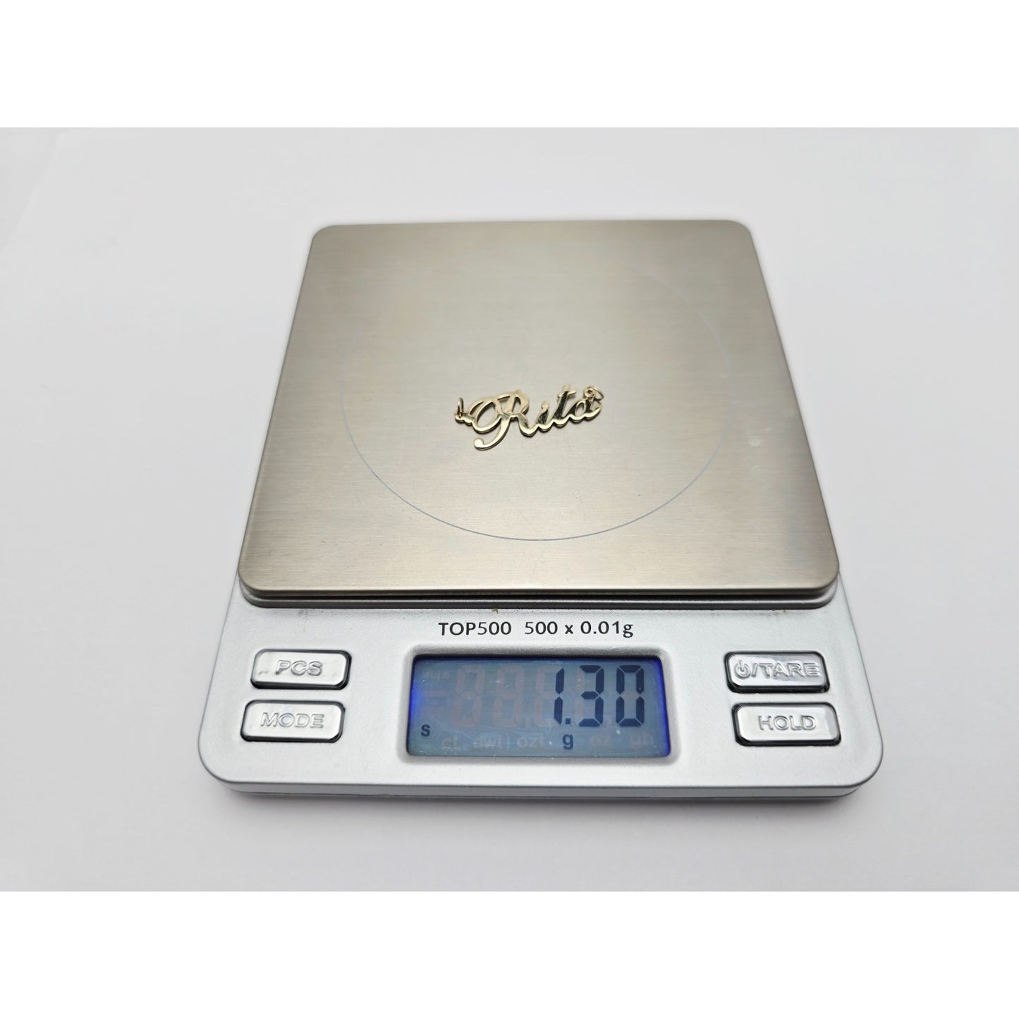 14K Yellow Gold Name Initial " Rita " Charm Pendant