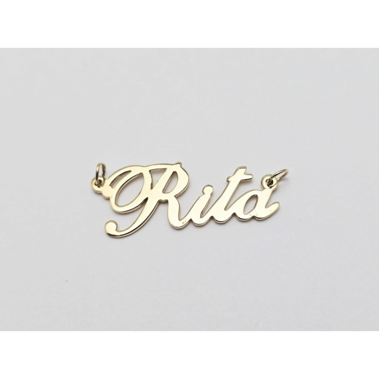 14K Yellow Gold Name Initial " Rita " Charm Pendant