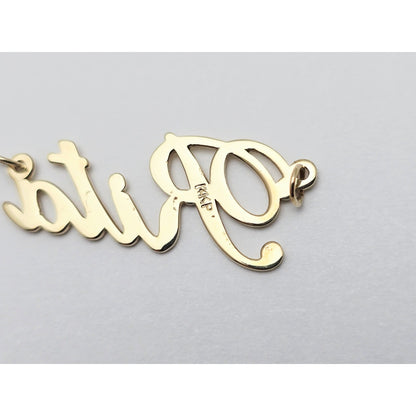 14K Yellow Gold Name Initial " Rita " Charm Pendant