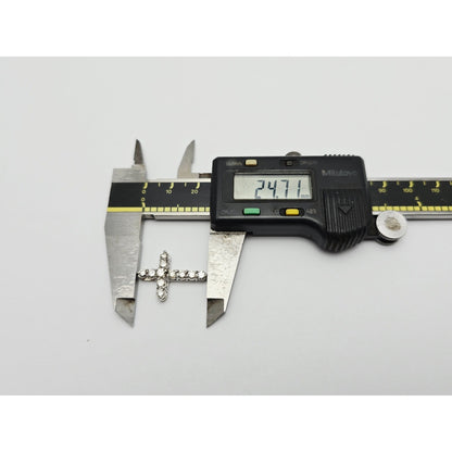 14K White Gold Brilliant White Diamond Cross Pendant Charm