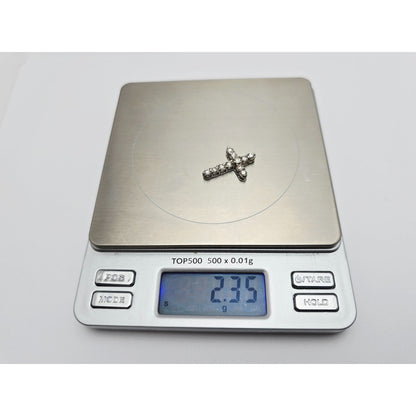 14K White Gold Brilliant White Diamond Cross Pendant Charm