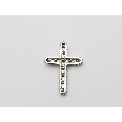14K White Gold Brilliant White Diamond Cross Pendant Charm
