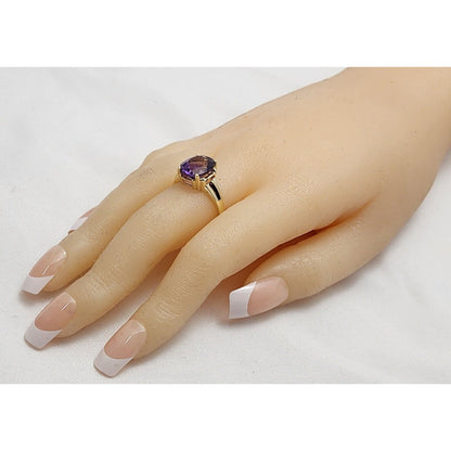 14K Yellow Gold Oval Cut Amethyst Ring
