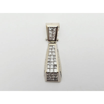 18K White Gold Princess Cut Invisible Setting Diamond Charm Pendant