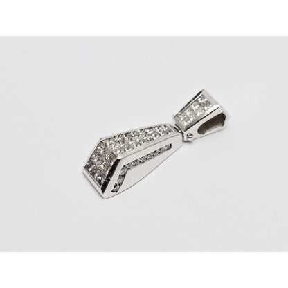 18K White Gold Princess Cut Invisible Setting Diamond Charm Pendant