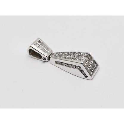 18K White Gold Princess Cut Invisible Setting Diamond Charm Pendant