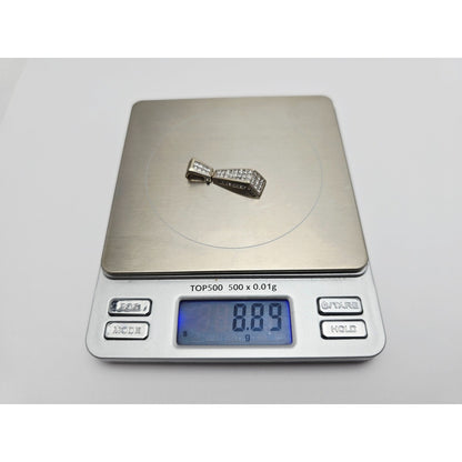 18K White Gold Princess Cut Invisible Setting Diamond Charm Pendant