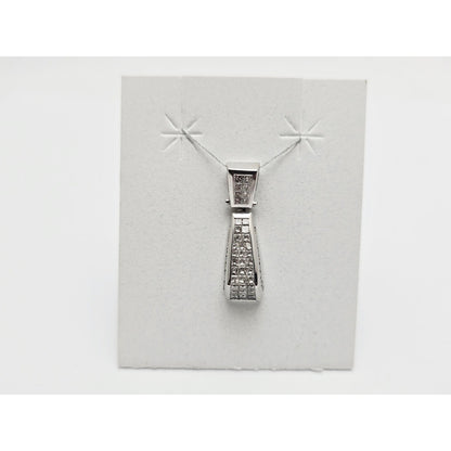 18K White Gold Princess Cut Invisible Setting Diamond Charm Pendant