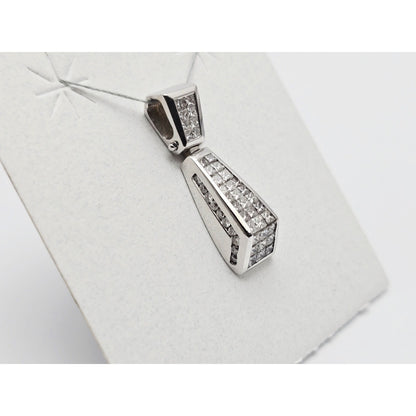 18K White Gold Princess Cut Invisible Setting Diamond Charm Pendant